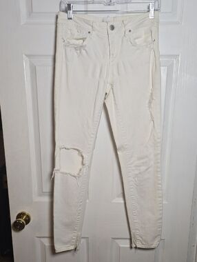 GREYWIRE 27 OR SIZE 4 Women's White Distressed Skinny Jeans - High Stretch Fit
